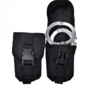 Metal police handcuffs with bags